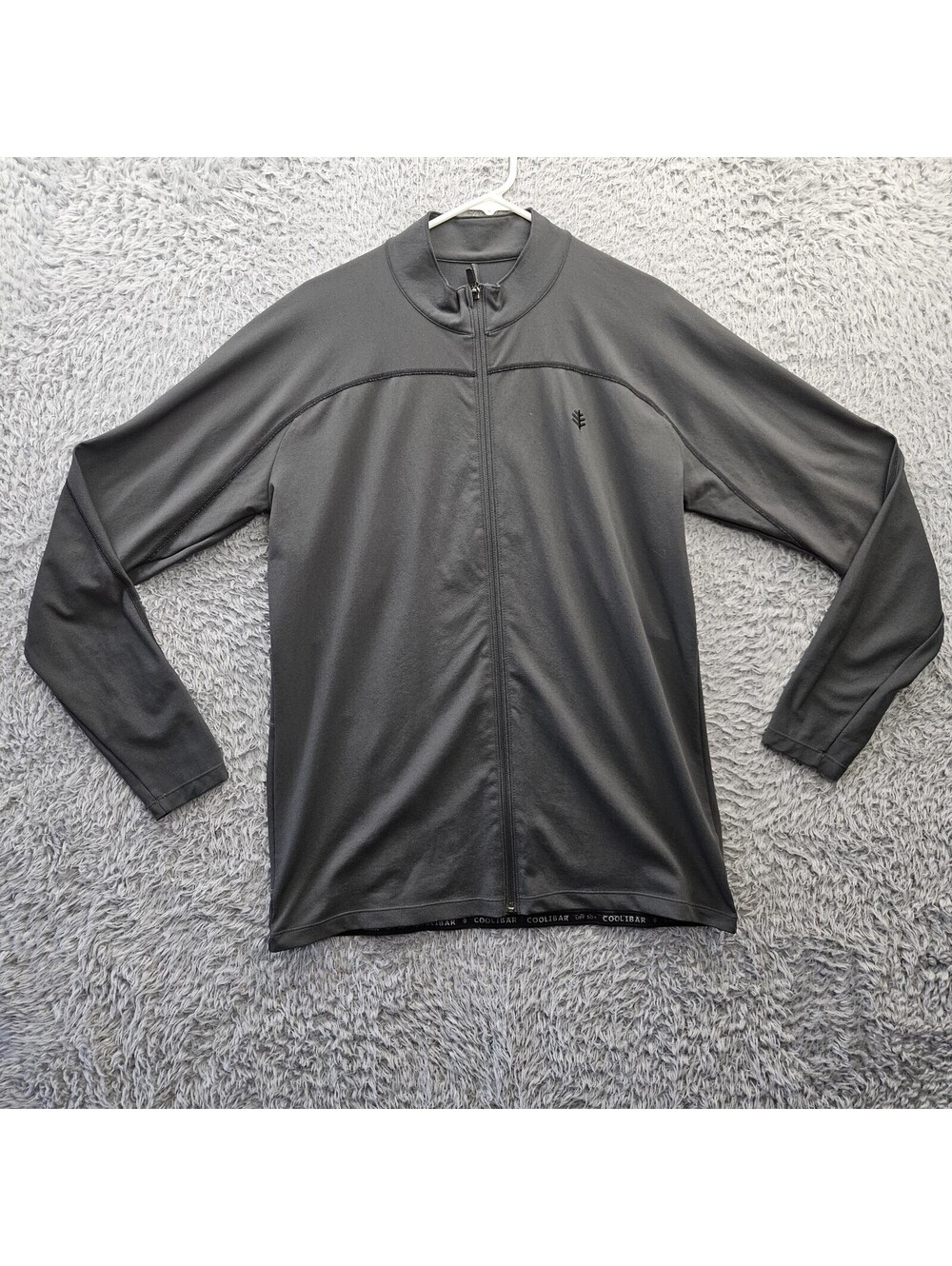 Coolibar Swim Cycling Jacket Men Large Gray Full Zip Long Sleeve UPF 50 Pocket